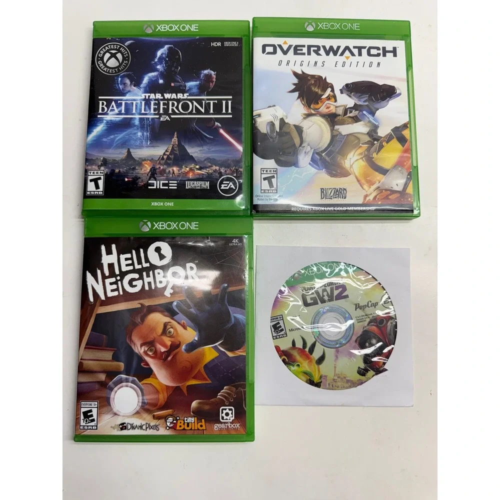 Xbox One Game Bundle Star Wars Battlefront II Overwatch Hello Neighbor PVZ GW2
